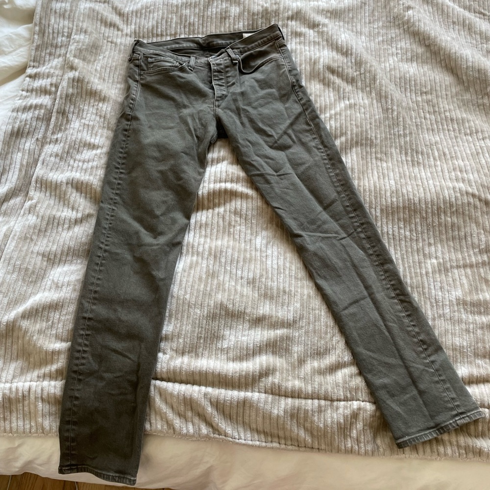 Rag & Bone Washed Dark Olive Slim Jeans, size 32